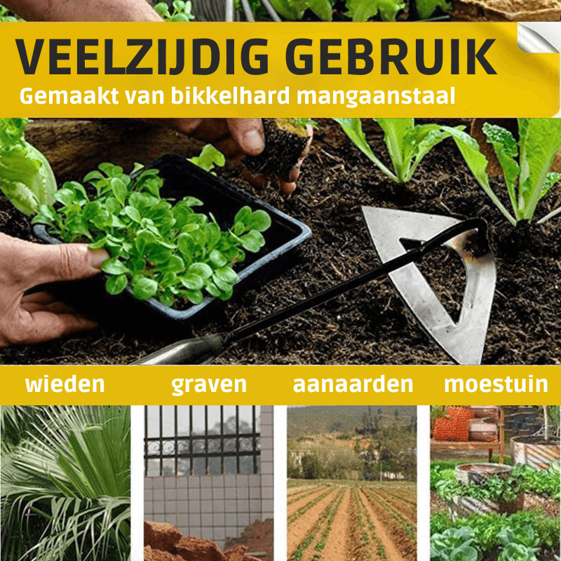 Stalen holle schoffel voor efficiënt wieden en losmaken van de grond - duurzaam tuingereedschap met comfortabele grip en scherp lemmet
