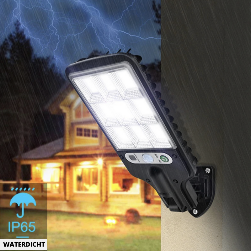 SolarBright Tuinlamp met bewegingssensor - Draadloze IP65 LED-buitenverlichting met afstandsbediening & 6000K koelwitte verlichting