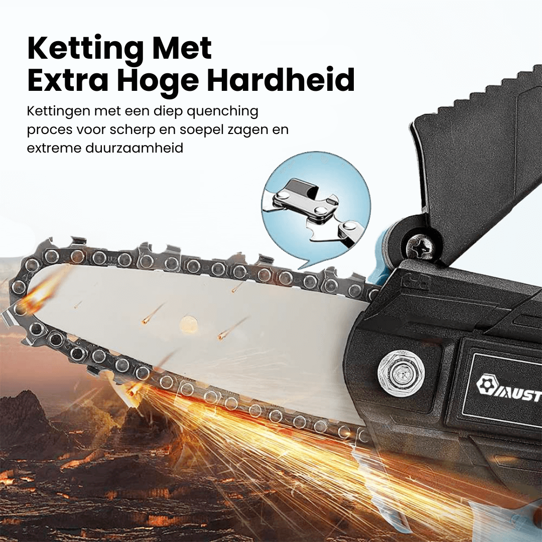 Lichtgewicht elektrische minikettingzaag, 1200W motor, bediening met één hand, zaagt takken tot 12 cm, compatibel met 18V Makita batterijen