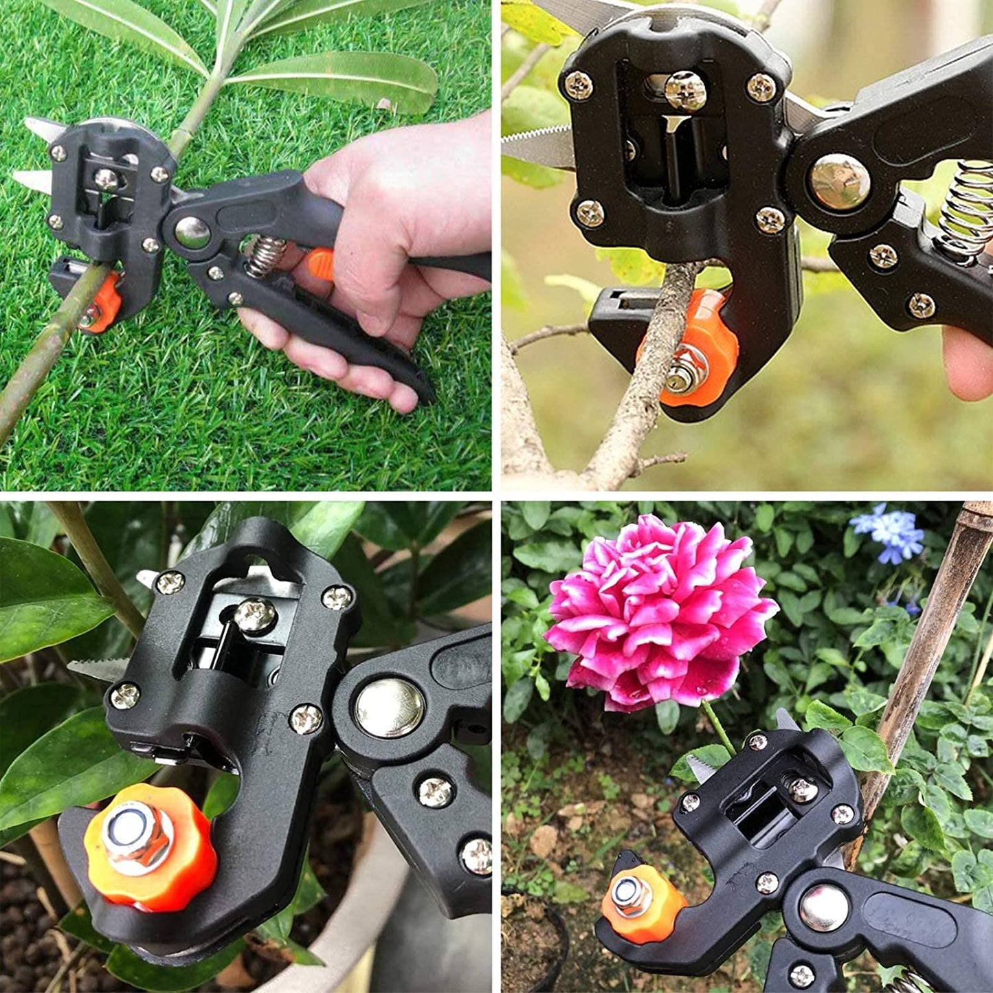 Tuinsnoei- en entschaarenset met verwisselbare messen van koolstofstaal - Ergonomisch ontwerp, inclusief compacte gereedschapstas