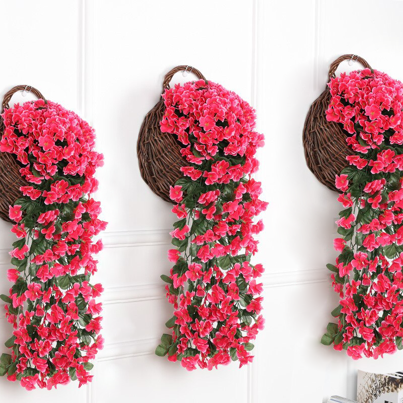 Levensechte Wisteria bloemstuk - 2-pack zijden bloemen met mand, allergie-vriendelijk Home Decor