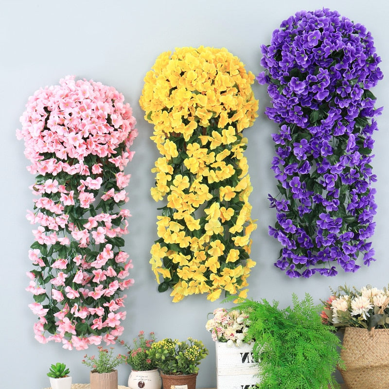 Levensechte Wisteria bloemstuk - 2-pack zijden bloemen met mand, allergie-vriendelijk Home Decor