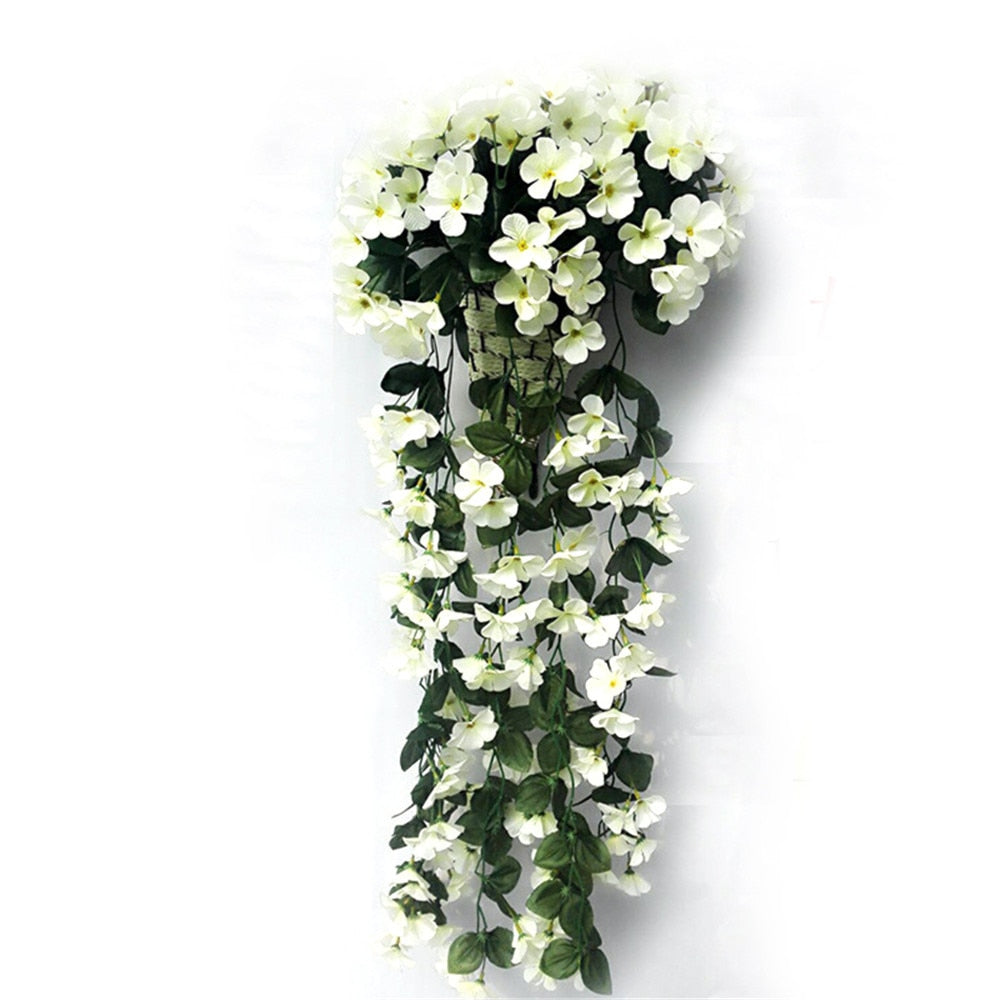 Levensechte Wisteria bloemstuk - 2-pack zijden bloemen met mand, allergie-vriendelijk Home Decor