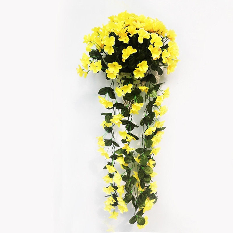 Levensechte Wisteria bloemstuk - 2-pack zijden bloemen met mand, allergie-vriendelijk Home Decor