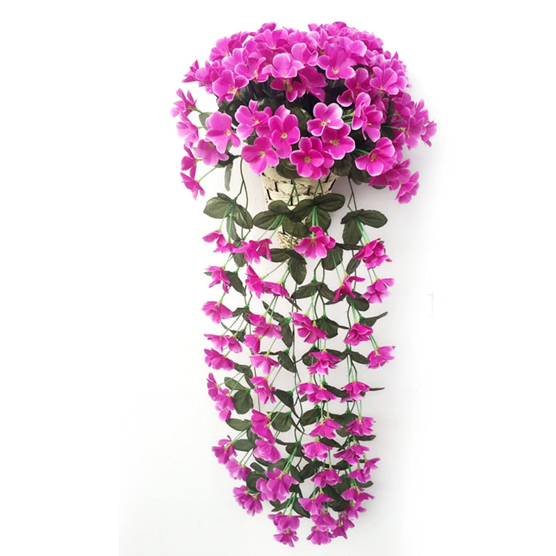 Levensechte Wisteria bloemstuk - 2-pack zijden bloemen met mand, allergie-vriendelijk Home Decor