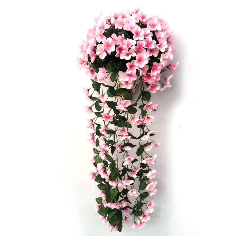 Levensechte Wisteria bloemstuk - 2-pack zijden bloemen met mand, allergie-vriendelijk Home Decor