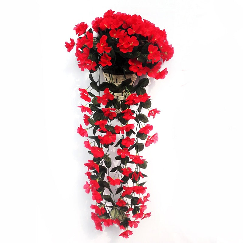 Levensechte Wisteria bloemstuk - 2-pack zijden bloemen met mand, allergie-vriendelijk Home Decor
