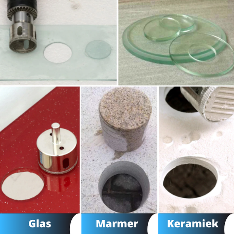 Premium 10-delige diamantboorset voor glas, tegels, marmer en graniet - precisieboren met gladde sneden