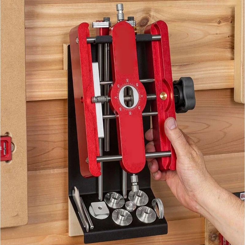 Verstelbare Punch Locator voor nauwkeurig boren van gaten - duurzaam gereedschap van aluminiumlegering met 4 gatgeleiders, rood