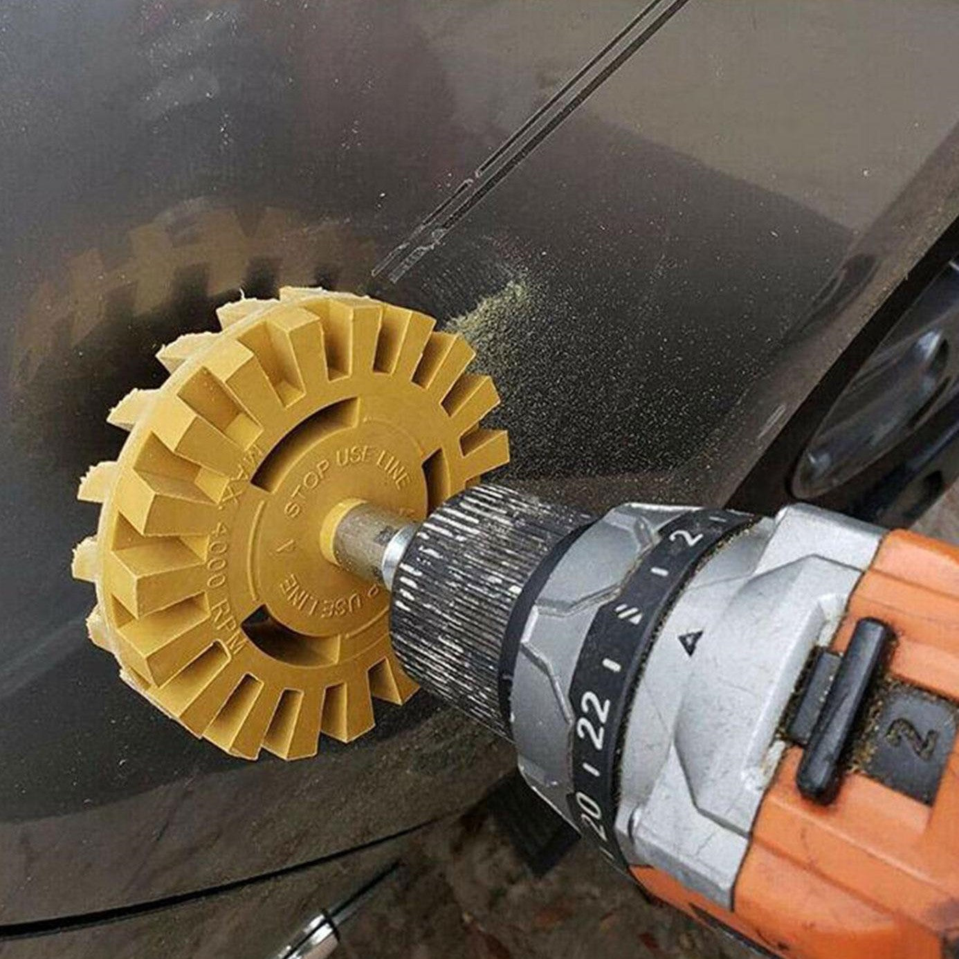 Elektrisch verwijderwiel voor stickers - compatibel met alle boormachines, duurzaam rubber, formaat 2 cm