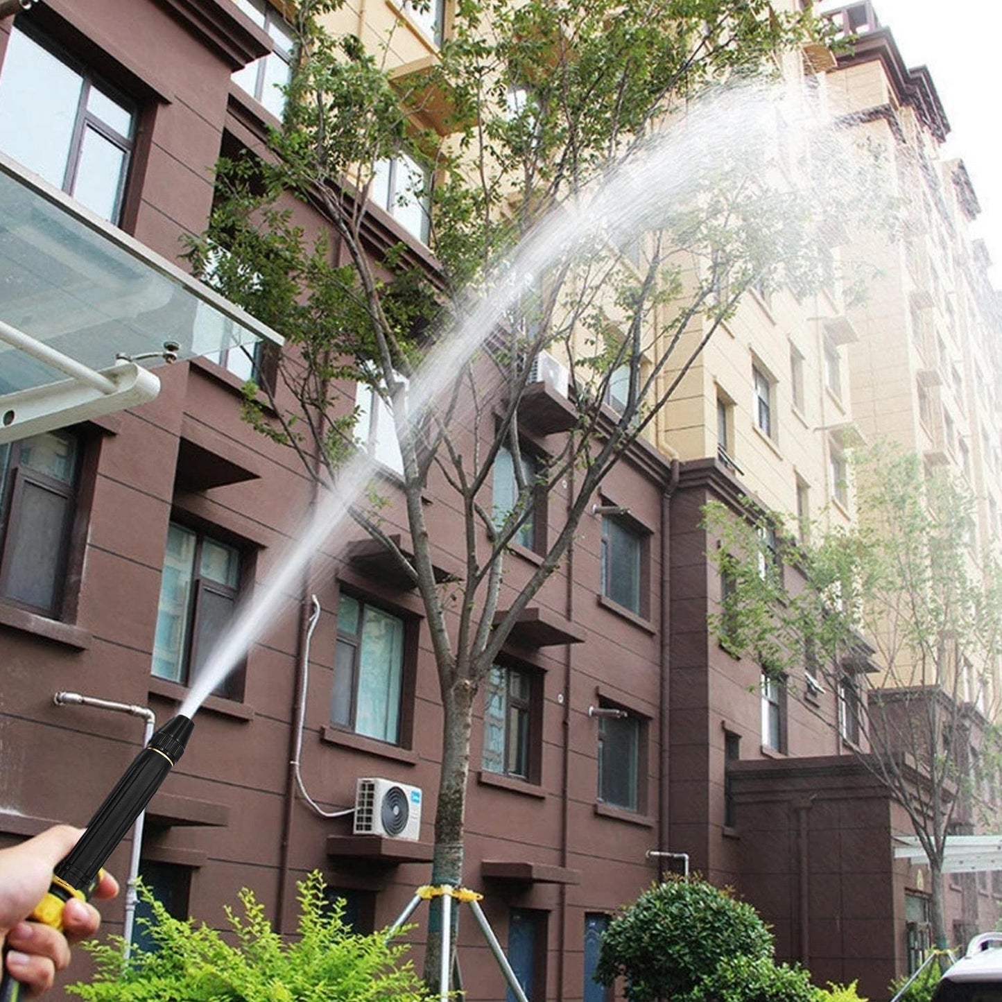 Tuinslangpistool met hoge druk en instelbare sproei-instellingen - duurzame metalen constructie, roestbestendig, past op standaard slangen