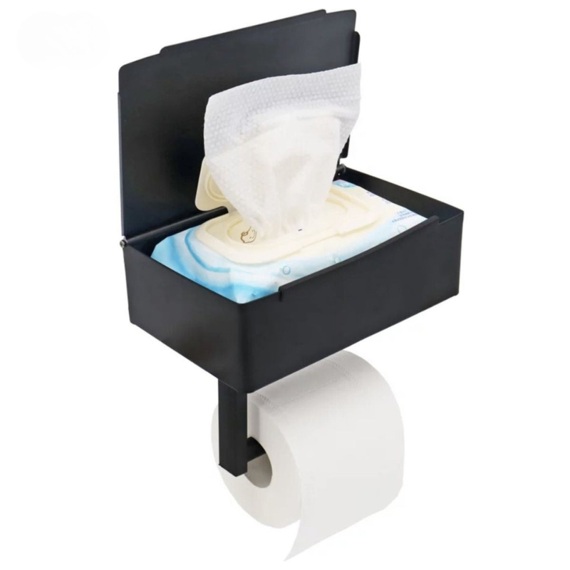 SteelDeluxe Toilet Paper Holder – Stainless Steel with Multifunctional Waterproof Storage Shelf for Modern Bathrooms