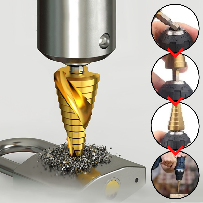 Boren met hoge snelheid staal met titanium coating - 6-delige getrapte en getande boren voor hout, kunststof en aluminium