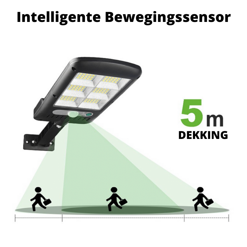 SolarBright Tuinlamp met bewegingssensor - Draadloze IP65 LED-buitenverlichting met afstandsbediening & 6000K koelwitte verlichting