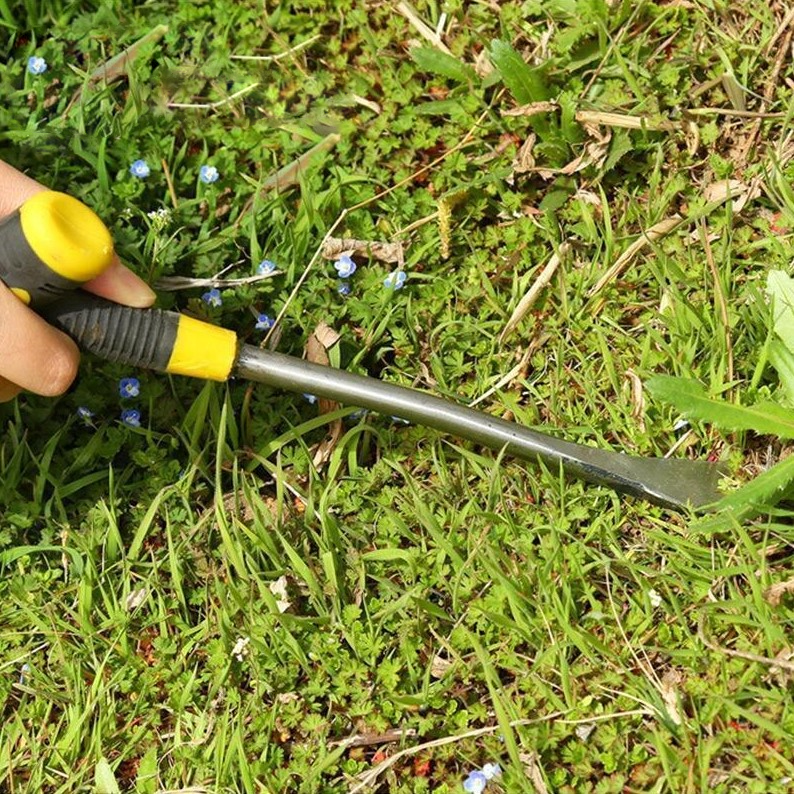 Ergonomische verplantschop met blad van hoog koolstofstaal en comfortabele T-greep - zwart en geel tuingereedschap