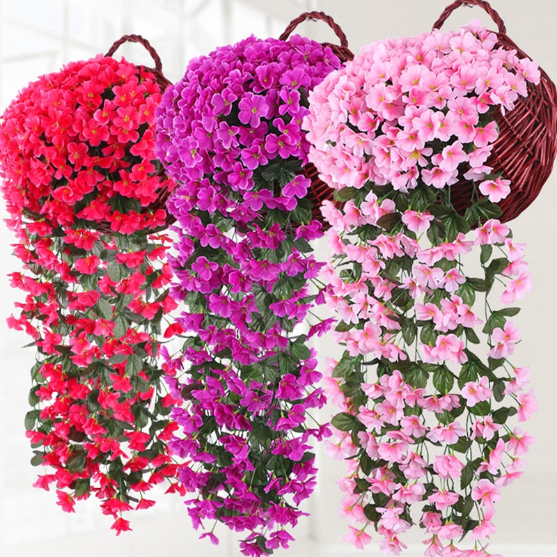 Levensechte Wisteria bloemstuk - 2-pack zijden bloemen met mand, allergie-vriendelijk Home Decor