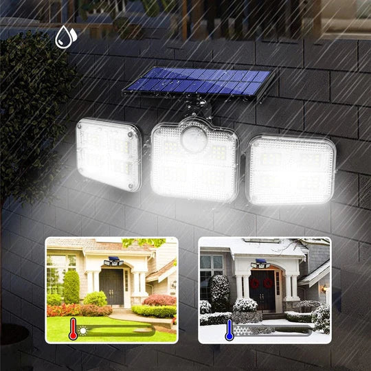 Drievoudige LED Solar Wandlamp met 360° Draaibare Hoofden - Waterdichte Automatische Buitenverlichting voor Tuin en Paden