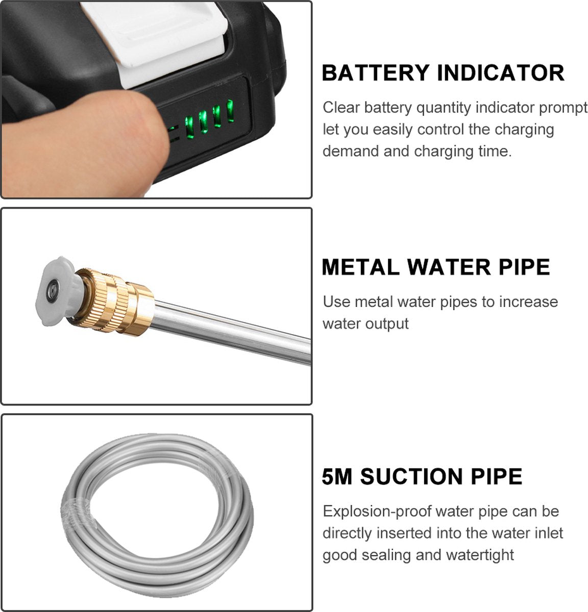 Draadloze hogedrukreiniger met 12000mAh batterij - veelzijdig reinigingsgereedschap voor buiten met meerdere spuitpatronen