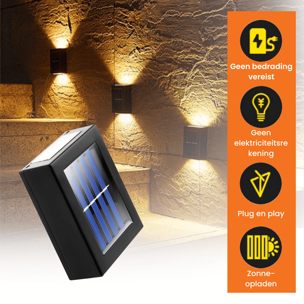 Solar LED-Muurlampen - Waterdichte Draadloze Tuinverlichting voor Buitengebruik, Eenvoudige Installatie Solar Lamp