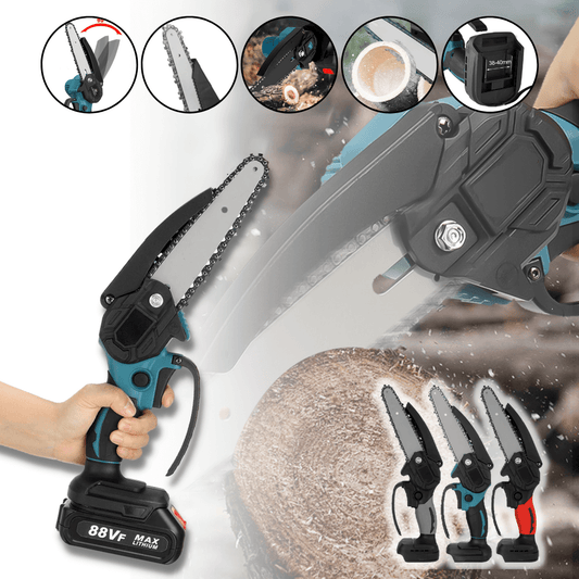 Lichtgewicht elektrische minikettingzaag, 1200W motor, bediening met één hand, zaagt takken tot 12 cm, compatibel met 18V Makita batterijen