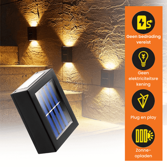 Solar LED-Muurlampen - Waterdichte Draadloze Tuinverlichting voor Buitengebruik, Eenvoudige Installatie Solar Lamp
