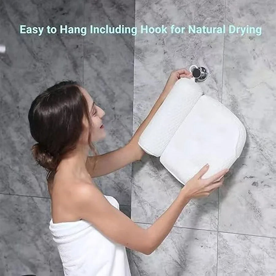 ErgoRelax Bath Pillow – Ergonomic, Quick-Drying Spa Pillow with Anti-Slip Suction Cups for Neck, Shoulder, and Back Support