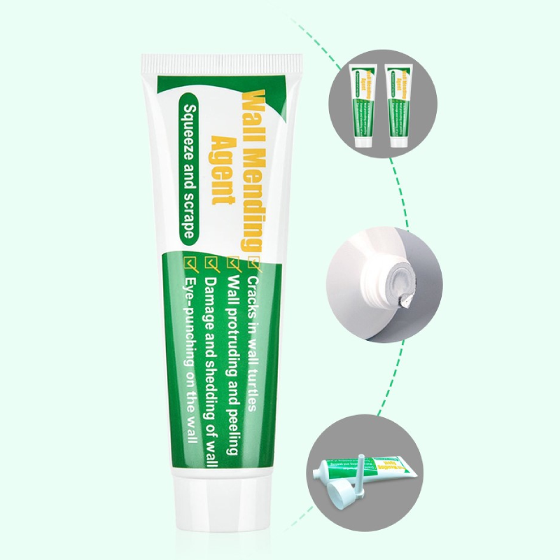 Muurreparatieset - Sneldrogende 100g witte crème voor scheuren, vlekken, gaten met schraper en mondstukverlenging