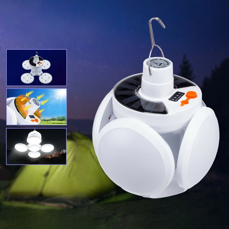 Draagbare lamp op zonne-energie - Draadloze, waterdichte buitenlamp voor kamperen, wandelen en nachtactiviteiten - 1200mAh batterij