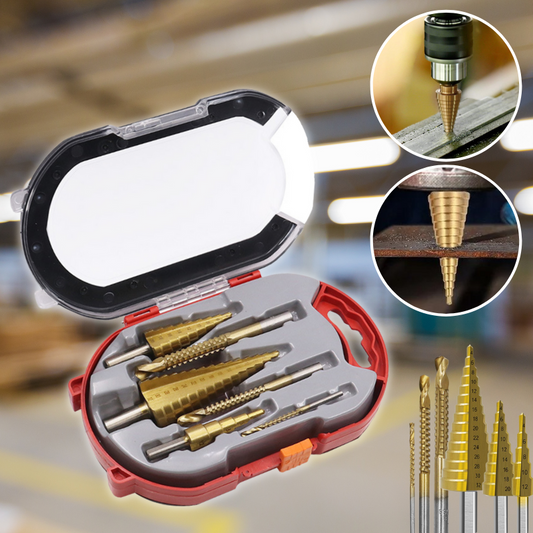 Boren met hoge snelheid staal met titanium coating - 6-delige getrapte en getande boren voor hout, kunststof en aluminium