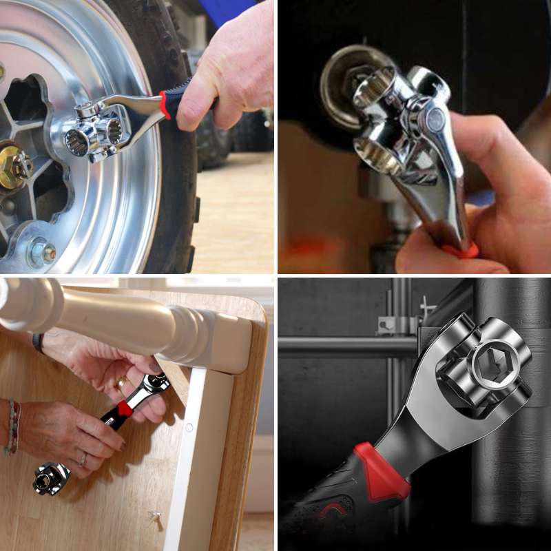 Multifunctionele veelzijdige moersleutel met 48 dopsleutels - Ergonomisch ontwerp voor eenvoudige reparaties, roestvrij staal