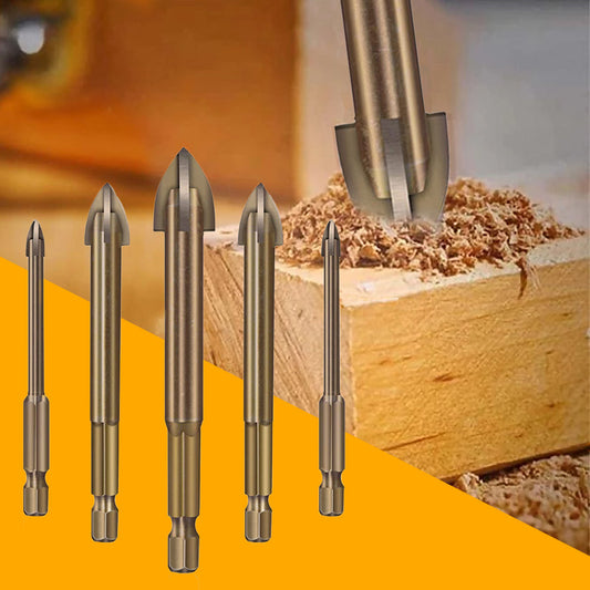 Universele set van 5 boren voor keramiek, glas, marmer - hoogwaardige YG6X-legering met precisieontwerp