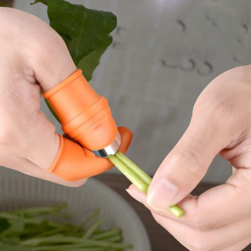 Ergonomisch tuingereedschap Duimmes met ingebouwd mes voor efficiënt snoeien en oogsten - Oranje siliconen handschoen