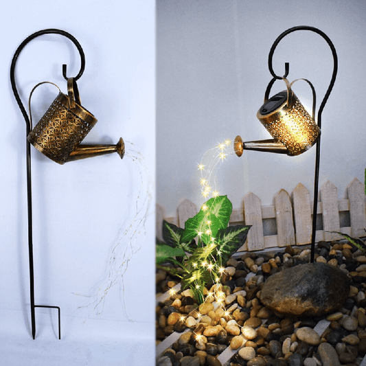 Tuinlamp op zonne-energie - smeedijzeren gieter met 36 LED-lampjes voor een magische buitenambiance