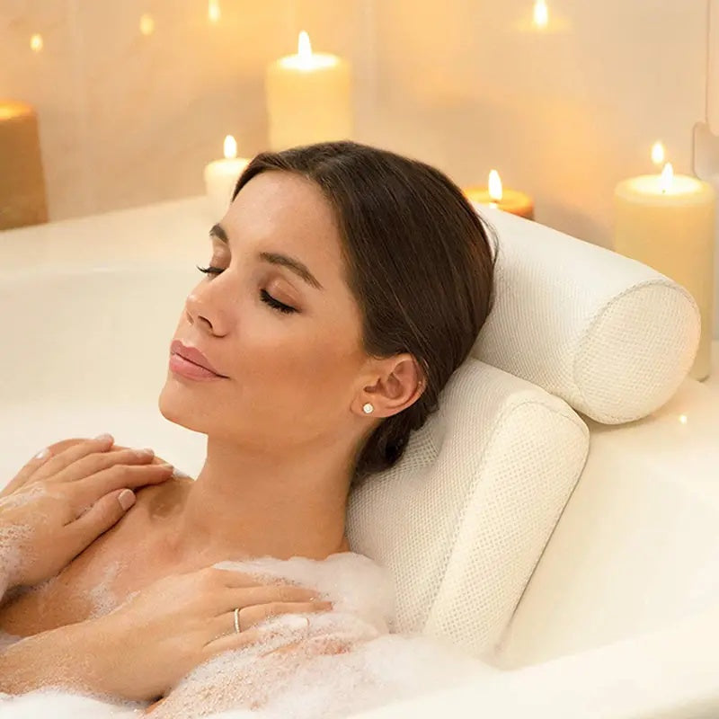 ErgoRelax Bath Pillow – Ergonomic, Quick-Drying Spa Pillow with Anti-Slip Suction Cups for Neck, Shoulder, and Back Support