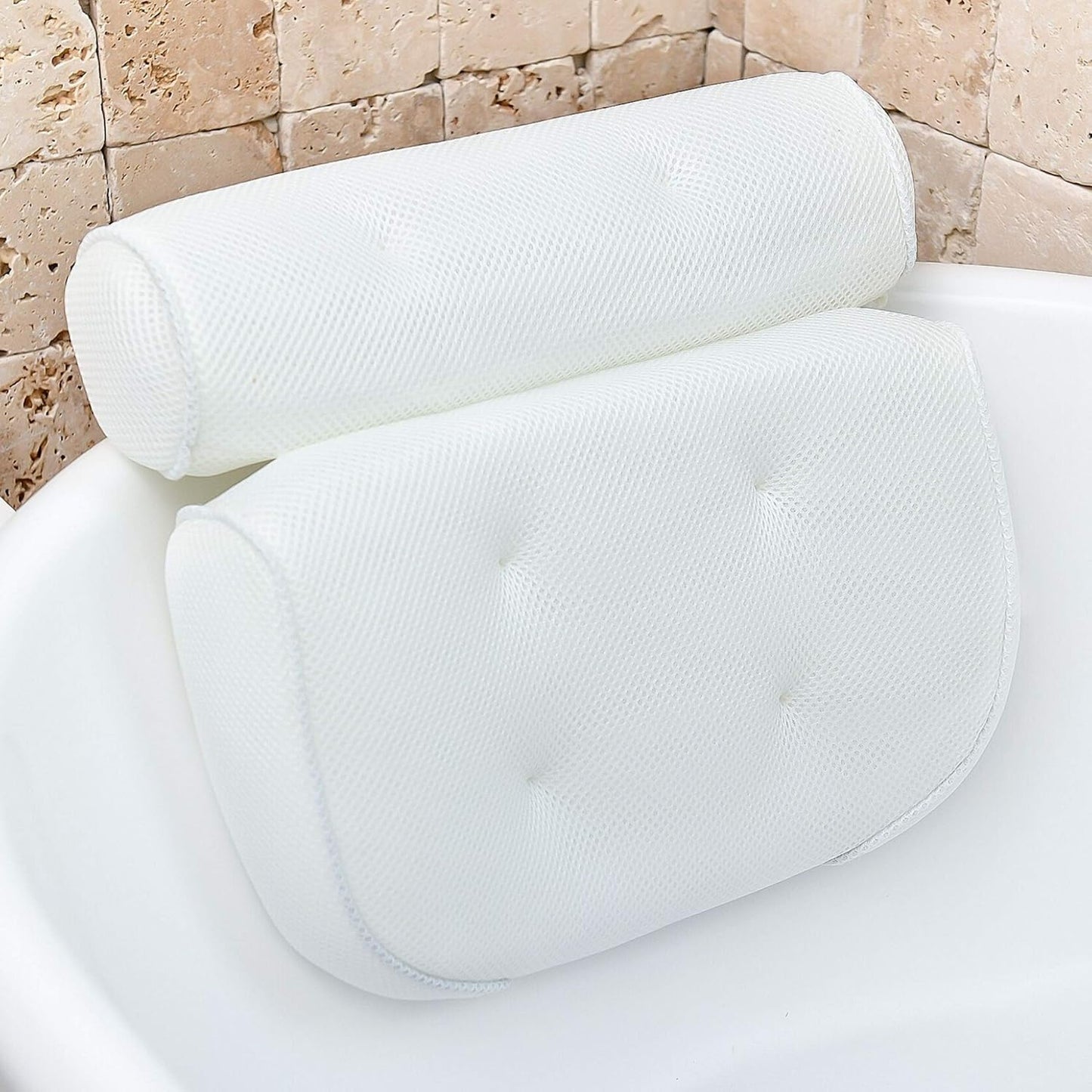 ErgoRelax Bath Pillow – Ergonomic, Quick-Drying Spa Pillow with Anti-Slip Suction Cups for Neck, Shoulder, and Back Support