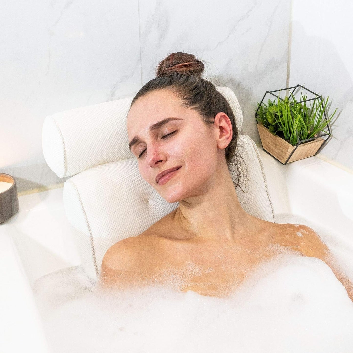 ErgoRelax Bath Pillow – Ergonomic, Quick-Drying Spa Pillow with Anti-Slip Suction Cups for Neck, Shoulder, and Back Support
