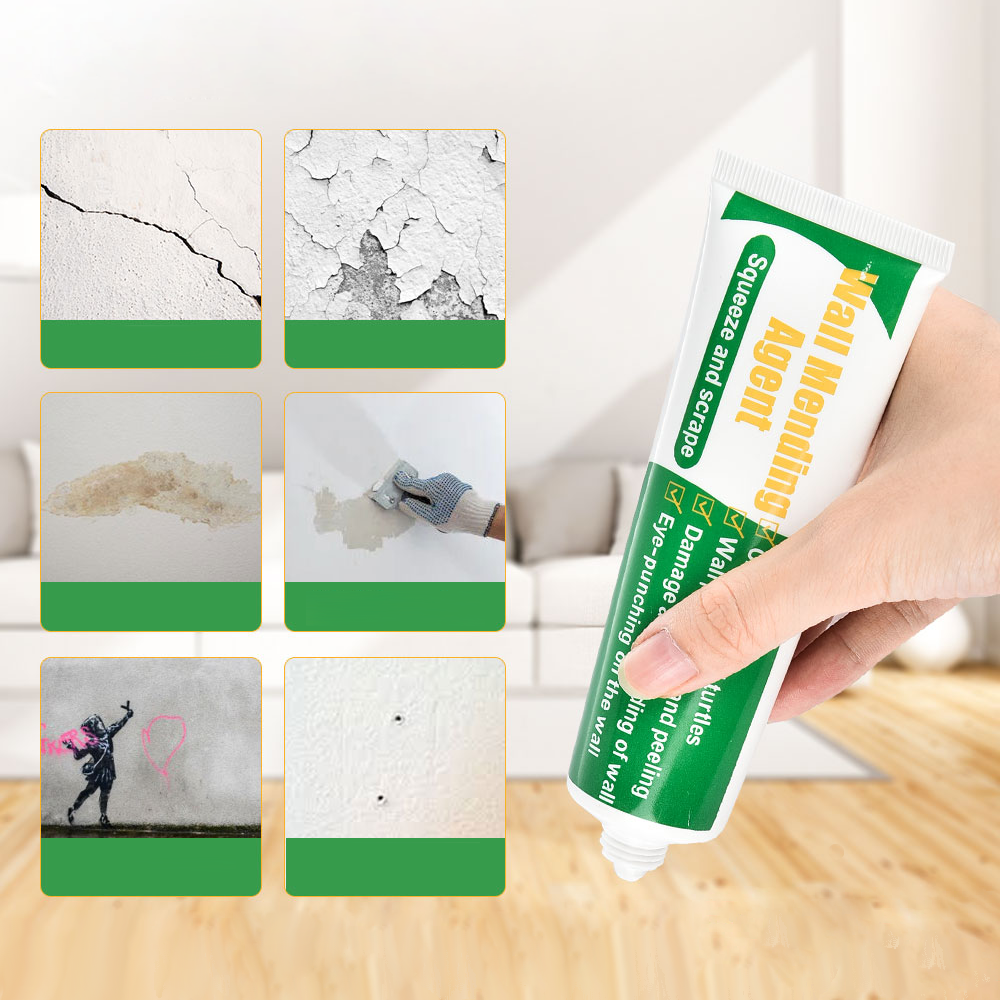 Muurreparatieset - Sneldrogende 100g witte crème voor scheuren, vlekken, gaten met schraper en mondstukverlenging