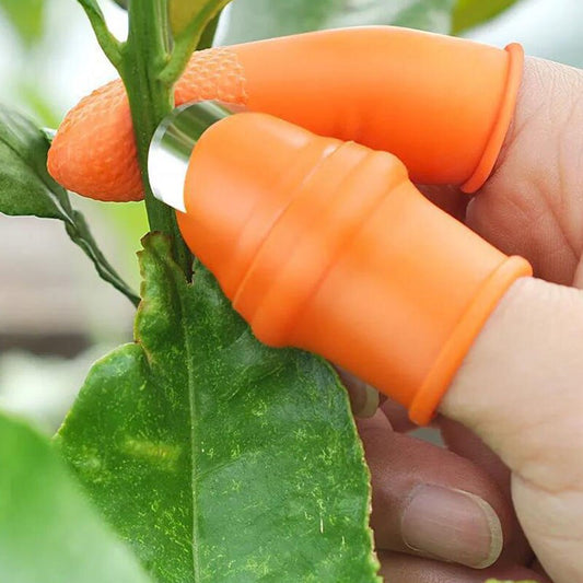 Ergonomisch tuingereedschap Duimmes met ingebouwd mes voor efficiënt snoeien en oogsten - Oranje siliconen handschoen