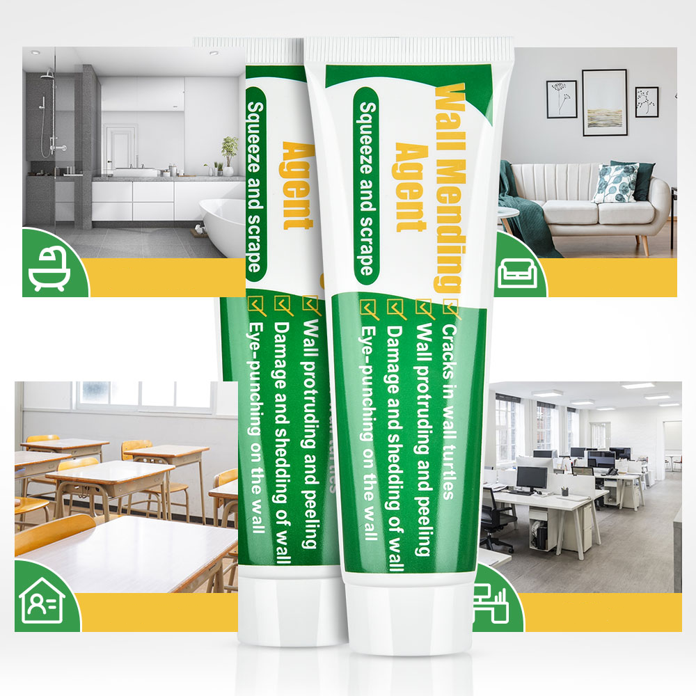 Muurreparatieset - Sneldrogende 100g witte crème voor scheuren, vlekken, gaten met schraper en mondstukverlenging