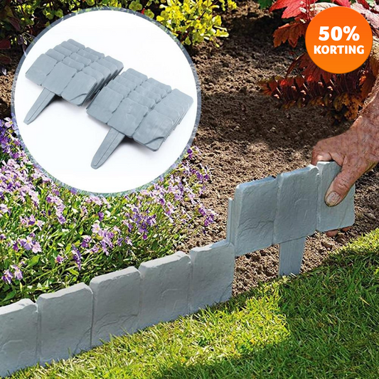 Decoratieve Tuinstenen - 10-Delige Kasseien Effect Gazonrand voor Bloemperken en Planten